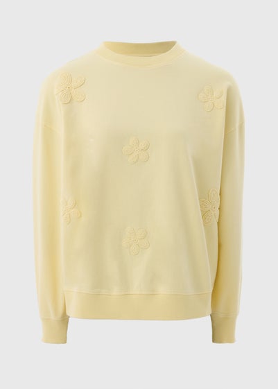 Yellow Crochet Flower Sweatshirt