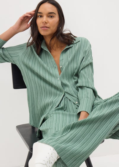 Et Vous Sage Green Textured Co Ord Shirt