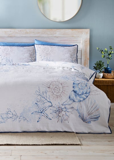 Blue Shell Crinkle Duvet Set