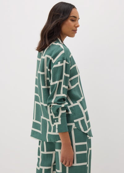 Et Vous Khaki Geometric Print Co Ord Shirt