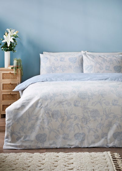 Blue Floral Sketch Duvet Set