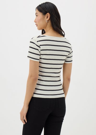 White Stripe Ribbed T-Shirt