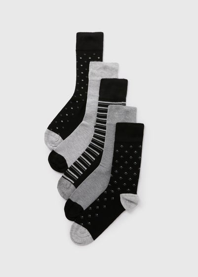 5 Pack Flexi Top Grey Mono Socks