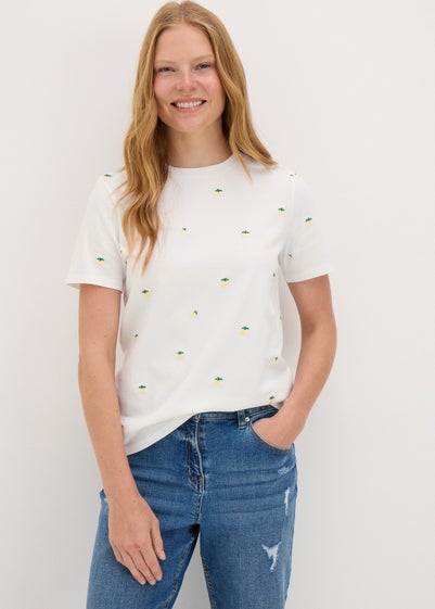 White Embroidered Lemons T-Shirt