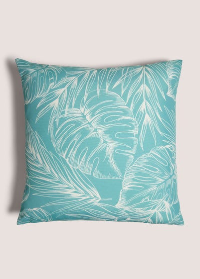 Turquoise Palm Leaf Cushion