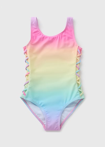 Girls Multicolour Ombre Cut Out Swimsuit (6-15yrs)