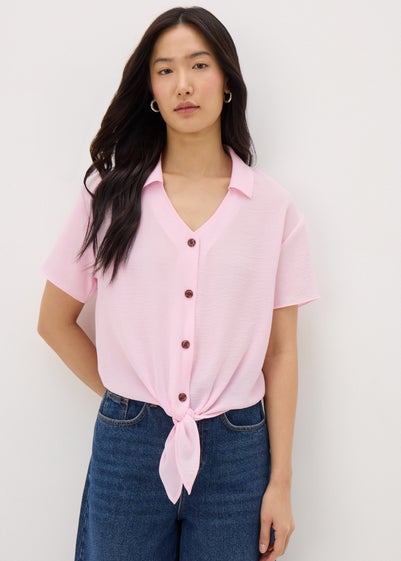 Pink Tie Front Shirt