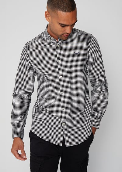 Threadbare Black Cotton Long Sleeve Check Shirt