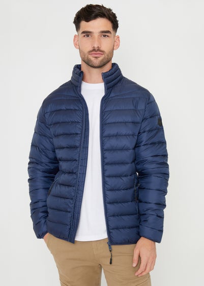 Threadbare Navy Matte Finish Padded Funnel Neck Jacket