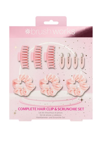 Brushworks Pink Complete Hair Clip & Scrunchie Set