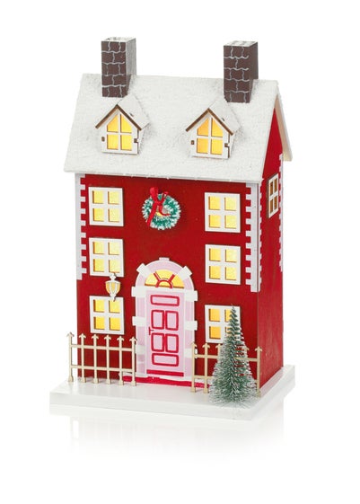 Premier Decorations Battery Operated Lit Red House 29cm