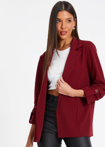 Quiz Red Ruched Sleeve Blazer