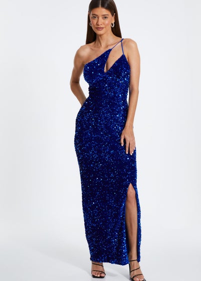 Quiz Blue Sequin Maxi Dress