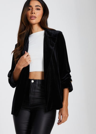 Quiz Black Velvet Blazer