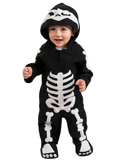 Bristol Novelty Kids Black/White Skeleton All-In-One Halloween Costume (1-3yrs)