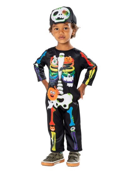 Bristol Novelty Kids Black Rainbow Skeleton Costume (1-4yrs)