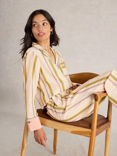 Gestreiftes Pyjamahemd Nina - Ivory Mlt - XL