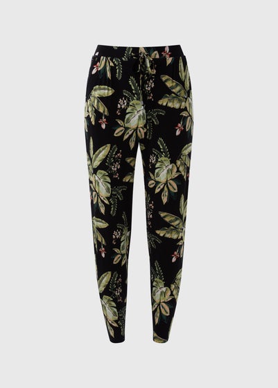 Khaki Tropical Leaf Harem Trousers