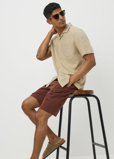 Stone Linen Blend Co Ord Shirt