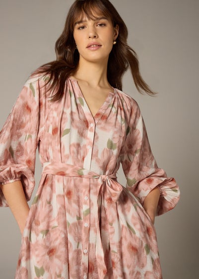 Et Vous Pink Floral Midaxi Shirt Dress