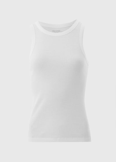 White High Neck Ribbed Vest