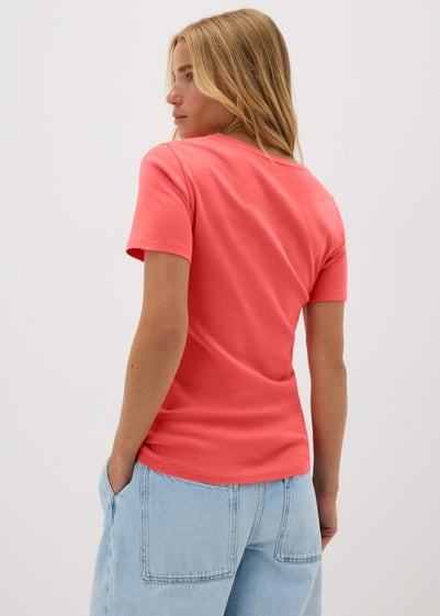 Coral Fitted Cotton T-Shirt