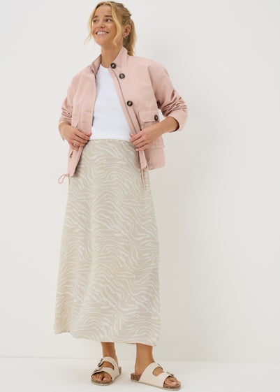 Cream Zebra Print Flared Hem Midaxi Skirt