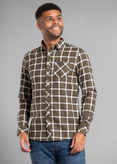 Tokyo Laundry Khaki Cotton Long Sleeve Flannel Shirt