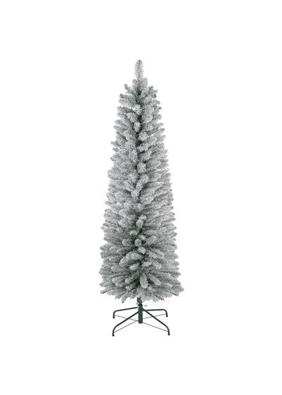 HOMCOM Artificial Pencil Christmas Tree with Snow Flocked Tips