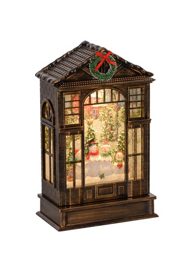 HOMCOM Brown Christmas Snow Globe Lantern with Lights