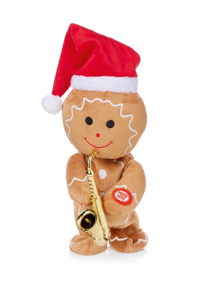 Premier Decorations Battery Operated Musical Gingerbread Man with Saxophone 20cm