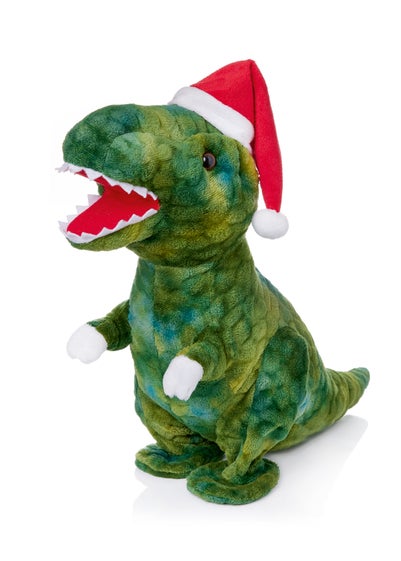 Premier Decorations Battery Operated Walking and Singing T-Rex with Santa Hat 40cm