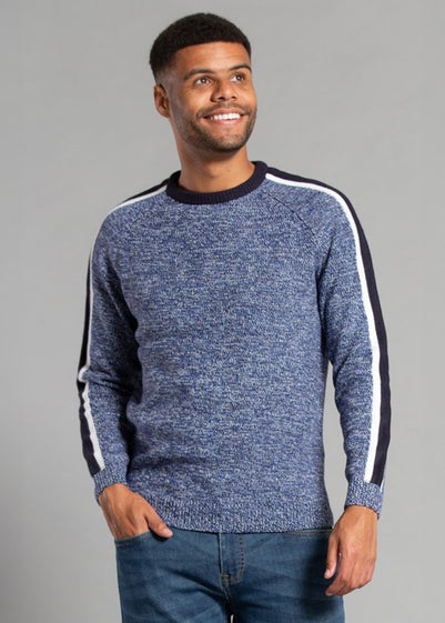 Tokyo Laundry Blue Crew Neck Jumper with Contrast Sleeve