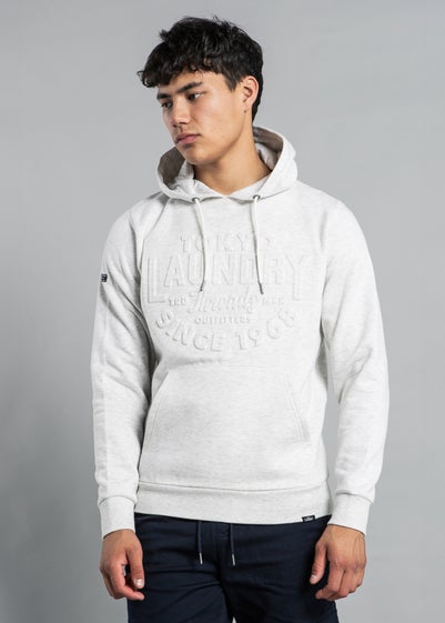 Tokyo Laundry Light Grey Cotton Blend Embossed Drawstring Hoody