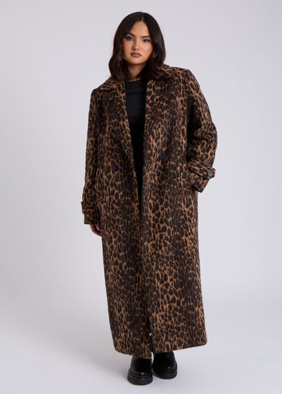 Urban Bliss Brown Leopard Print Formal Coat