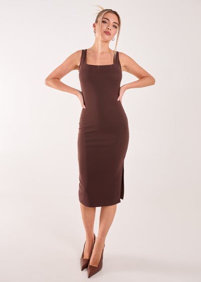 Pink Vanilla Brown Bandage Midi Dress