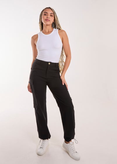 Pink Vanilla Black Pocket Detail Wide Leg Cargo Pants