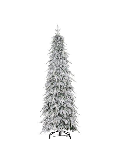 HOMCOM 6ft Flocked Pencil Christmas Tree with Auto Open, Steel Base