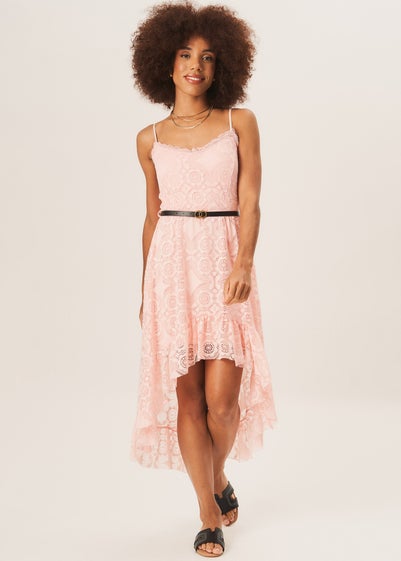 Gini London Blush Strappy Corset Belted Midi Dress