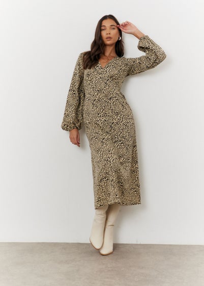 In The Style Beige Animal Print Midi Dress