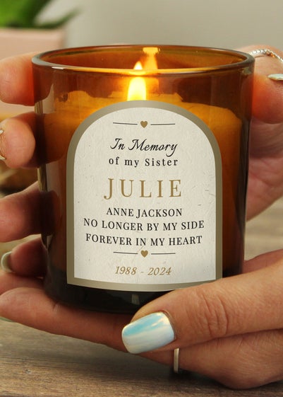 Personalised Memento Company In Loving Memory Amber Glass Candle