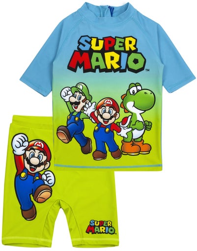 Nintendo Boys Blue Mario & Luigi 2 Piece Swim Set (3-12 Years)