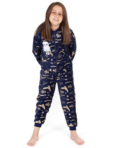 Harry Potter Girls Blue Hedwig Applique Onesie (5-15 Years)