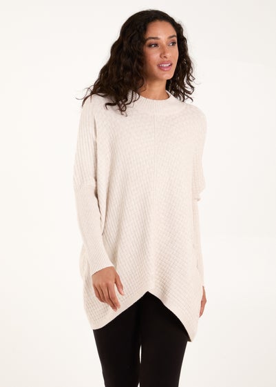 Blue Vanilla Stone Basket Weave High Neck Jumper