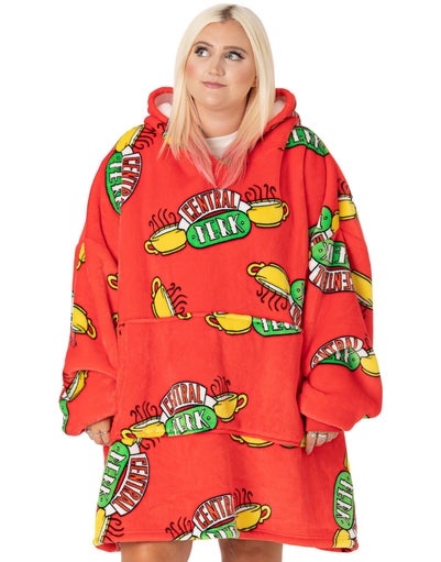 Friends Unisex Red Central Perk Logo Blanket Hoodie