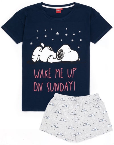 Peanuts Blue Snoopy Short Sleeve Short Leg Pyjama Set