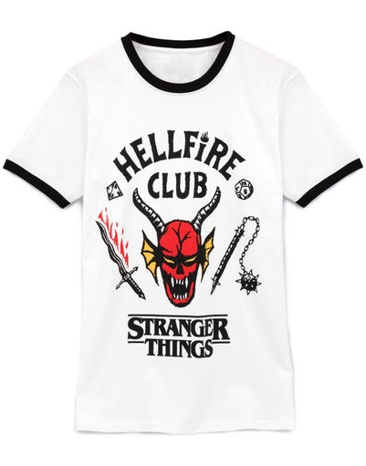 Stranger Things Mens White Hellfire Club Logo T-Shirt