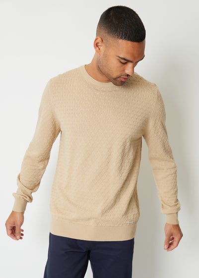 Threadbare Natural Mini Cable Textured Knit Crew Neck Jumper