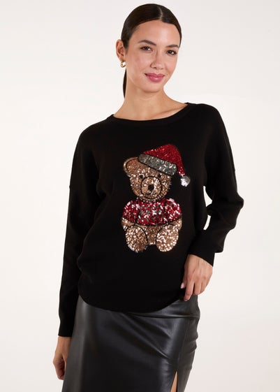 Blue Vanilla Black Teddy Bear Christmas Jumper