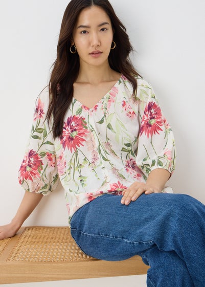 Sage Green Floral Tea Blouse